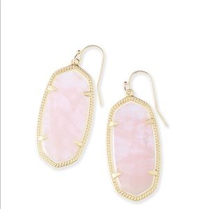 Kendra Scott Elle Gold Drop Earrings Rose Quartz